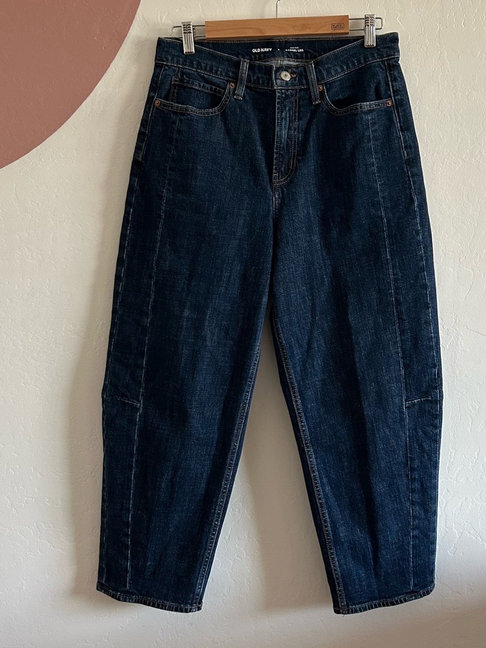Old Navy Women’s Dark Blue High Rise Baggy Barrel Leg Jeans Evie size 8